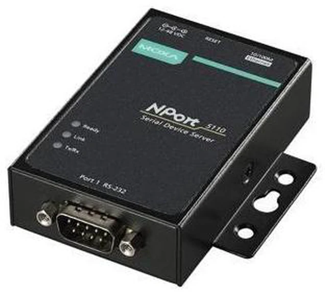 Alt view image 6 of 6 - MOXA NPort 5110-1 Port Serial Device Server, 10/100 Ethernet, RS232, DB9 Male