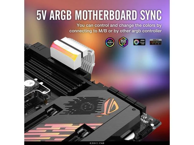 Alt view image 9 of 14 - ATX 24-pin 90 Degree Power Connector Adapter 5V 3 Pin ARGB Rainbow Female to Male Power Adapter for Computer Motherboard ATX Power Supply- White-1 Pack
