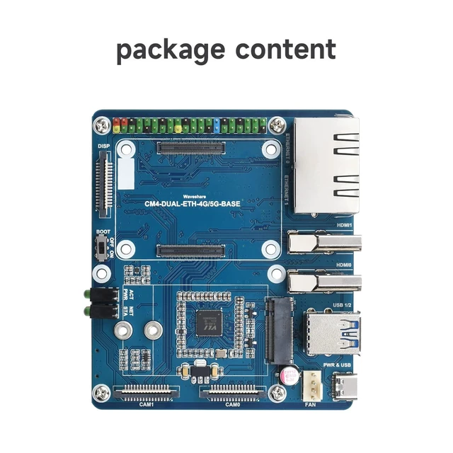Alt view image 7 of 10 - Waveshare Dual Gigabit Ethernet 5G/4G Mini-Computer Compatible with Raspberry Pi Compute Module 4 (NOT Included) with Metal Case and Cooling Fan