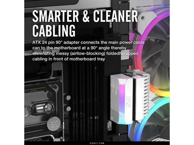 Alt view image 10 of 14 - ATX 24-pin 90 Degree Power Connector Adapter 5V 3 Pin ARGB Rainbow Female to Male Power Adapter for Computer Motherboard ATX Power Supply- White-1 Pack