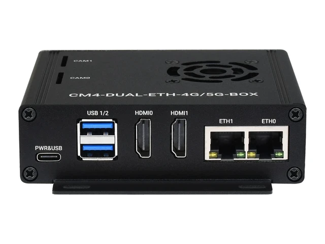 Alt view image 8 of 10 - Waveshare Dual Gigabit Ethernet 5G/4G Mini-Computer Compatible with Raspberry Pi Compute Module 4 (NOT Included) with Metal Case and Cooling Fan