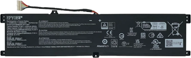 Alt view image 6 of 10 - BTY-M5A Laptop Battery 65Wh 4200mAh 15.48V Compatible with MSI Creator M16 HX C14VFG C14VGG C14VEG Series