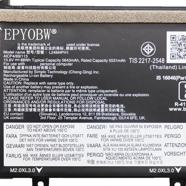 Alt view image 6 of 8 - L24M4PH1 Laptop Battery 88Wh 5643mAh 15.6V Compatible with Lenovo Yoga Book 9-14IAH10 Series SB11Q46567 5B11Q46568 SB11Q46569 5B11Q46570
