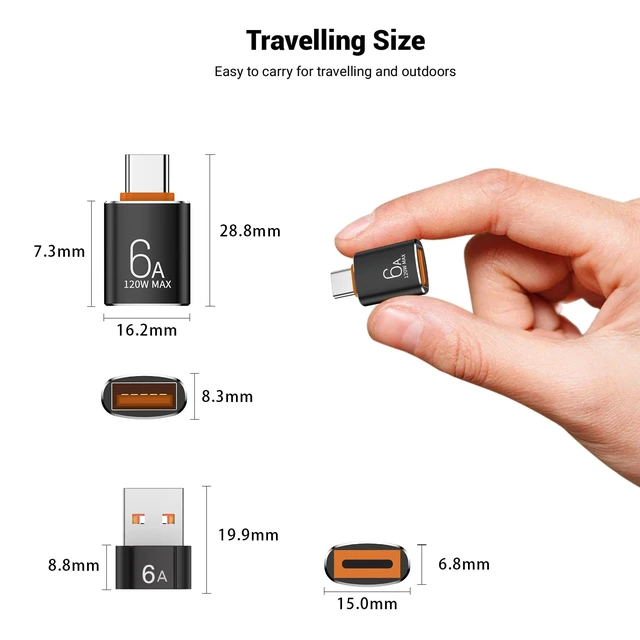 Alt view image 10 of 10 - 10-Pack 10Gbps/120W USB C to USB Adapter & C Male to 3.1 Female Adapter