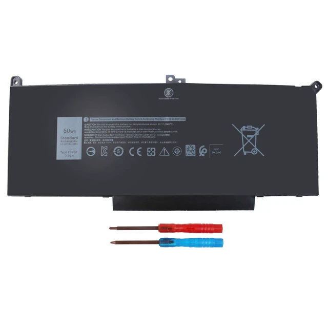 Alt view image 6 of 10 - 60Wh F3YGT Laptop Battery, Replacement Dell Latitude 7480 7490 Battery 2X39G Dell Latitude 7280 7390 7480 7490 7380 7290 12 13 14 7000 P29S002 P73G002 DM3WC KG7VF P73G 451-BBYE 453-BBCF Batteries.