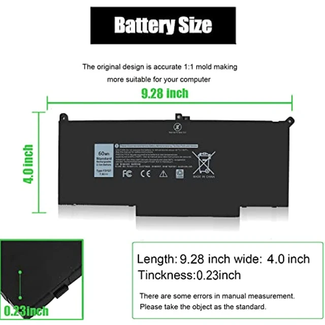 Alt view image 10 of 14 - 60Wh Latitude 7480 F3ygt Laptop Battery For Dell Latitude 7480 7490 7280 7290 7380 P29s002 P73g002 Dm3wc 0Dm3wc Dm6wc 2X39g Kg7vf 451-Bbye 453-Bbcf F3ygt
