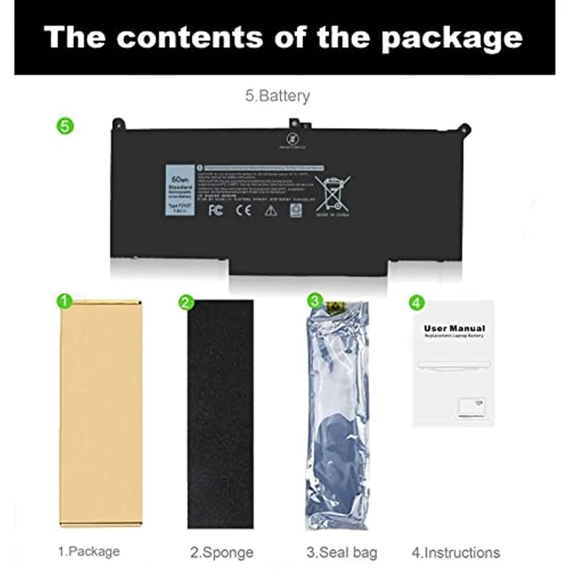 Alt view image 13 of 14 - 60Wh Latitude 7480 F3ygt Laptop Battery For Dell Latitude 7480 7490 7280 7290 7380 P29s002 P73g002 Dm3wc 0Dm3wc Dm6wc 2X39g Kg7vf 451-Bbye 453-Bbcf F3ygt