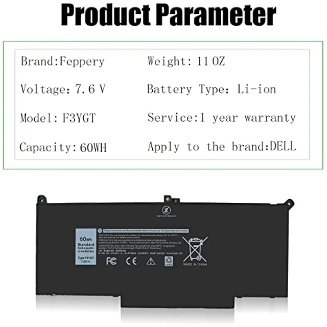 Alt view image 11 of 14 - 60Wh Latitude 7480 F3ygt Laptop Battery For Dell Latitude 7480 7490 7280 7290 7380 P29s002 P73g002 Dm3wc 0Dm3wc Dm6wc 2X39g Kg7vf 451-Bbye 453-Bbcf F3ygt
