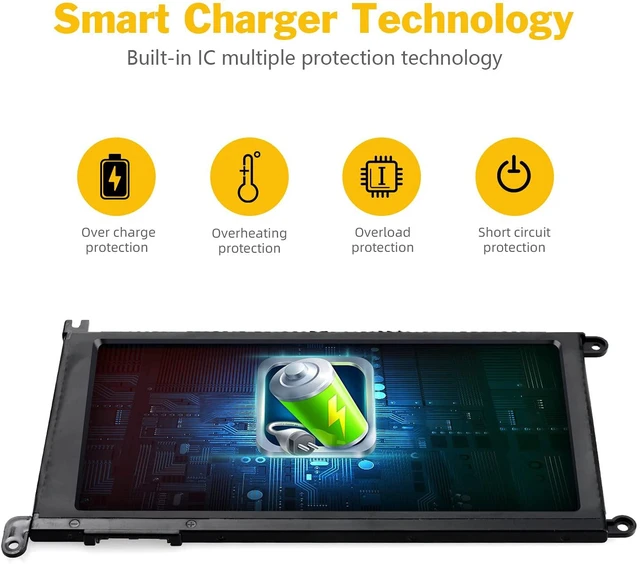 Alt view image 9 of 12 - WDX0R 42Wh Laptop Battery for Dell Inspiron 15 5000 7000 Series 15 5567 7579 5565 5568 5570 5578 5579 7560 7569 7570 7586 7573 13 5379 7378 5368 5378 7368 P69G P69G001 WDXOR Bateria Replacement 11.4V