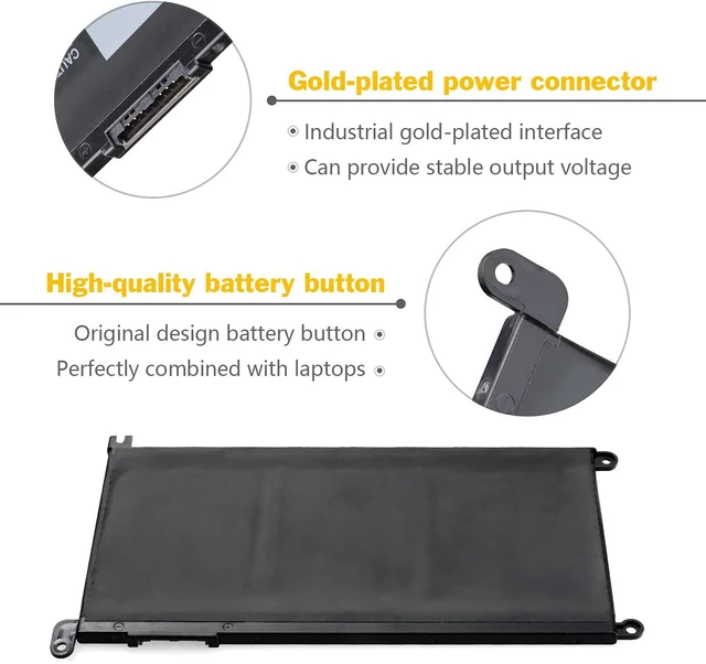 Alt view image 11 of 12 - WDX0R 42Wh Laptop Battery for Dell Inspiron 15 5000 7000 Series 15 5567 7579 5565 5568 5570 5578 5579 7560 7569 7570 7586 7573 13 5379 7378 5368 5378 7368 P69G P69G001 WDXOR Bateria Replacement 11.4V