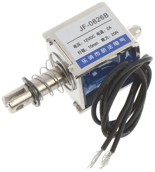 Alt view image 8 of 10 - JF-0826B 12V/2A 10mm 20N push pull type open frame solenoid electromagnet