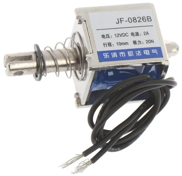 Alt view image 10 of 10 - JF-0826B 12V/2A 10mm 20N push pull type open frame solenoid electromagnet