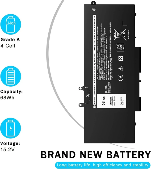 Alt view image 8 of 12 - 68Wh 3HWPP Laptop Battery Compatible with Dell Latitude 5401 5410 5411 5501 5510 5511 Precision 3541 3551 Inspiron 17 7500/7506 2-in-1 Black Edition 10X1J N2NLL 3YNXM 451-BCMN