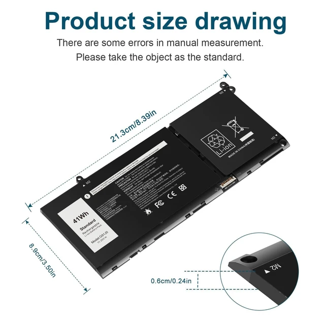 Alt view image 10 of 14 - G91J0 41Wh Battery Replacement for Dell Latitude 3320 3330 3420 3520 Inspiron 3510 3511 3515 3525 3530 5310 5410 5418 5510 5515 5518 14 Plus 7420 7415 2-in-1 Vostro 5620 5625 V6W33 TN70C 11.25V