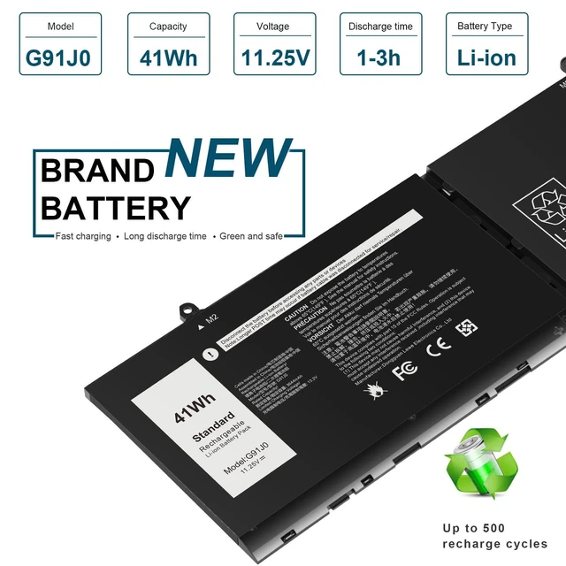 Alt view image 12 of 14 - G91J0 41Wh Battery Replacement for Dell Latitude 3320 3330 3420 3520 Inspiron 3510 3511 3515 3525 3530 5310 5410 5418 5510 5515 5518 14 Plus 7420 7415 2-in-1 Vostro 5620 5625 V6W33 TN70C 11.25V
