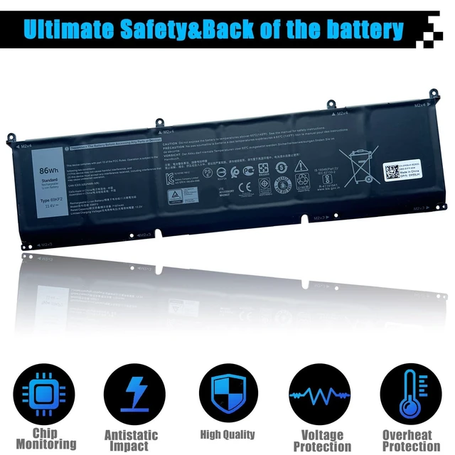 Alt view image 9 of 10 - 69KF2 Battery Replacement for Dell G7 15 7500 G15 5510 5511 5515 5520 5521 XPS 15 9500 9510 9520 Precision 5550 5560 5570 Alienware M15 R3 R4 M17 R3 R4 Inspiron 7510 7610 7620 P87F P91F 86Wh 7167mAh