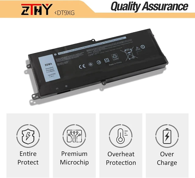 Alt view image 12 of 14 - 90Wh DT9XG Laptop Battery Replacement for Dell Alienware Area-51m R1 R2