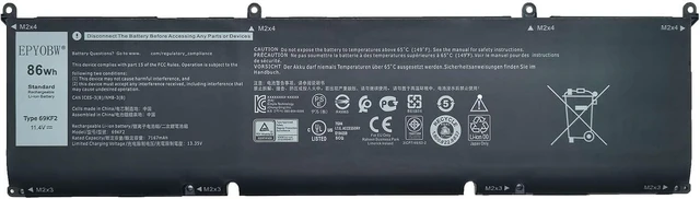 Alt view image 6 of 10 - 69KF2 Laptop Battery 86Wh Compatible with Dell Alienware M15 R3 / M15 R4 / M15 R5 / M15 R6 / M15 R7 / M16 R1 / M17 R3 / M17 R4 / Precision 5550 5560 5570 / XPS 9500 9510 9520 Series 8FCTC 70N2F