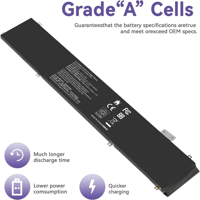 Alt view image 13 of 14 - RC30-0248 4ICP4/55/162 80Wh Laptop Battery for Razer Blade Advanced 15 2018 2019 2020 2021 RTX 2060 2070 2080 RZ09-02385 RZ09-02386 RZ09-02386E92 RZ09-02486 RZ09-0288 RZ09-02886 RZ09-0301 RZ09-03135