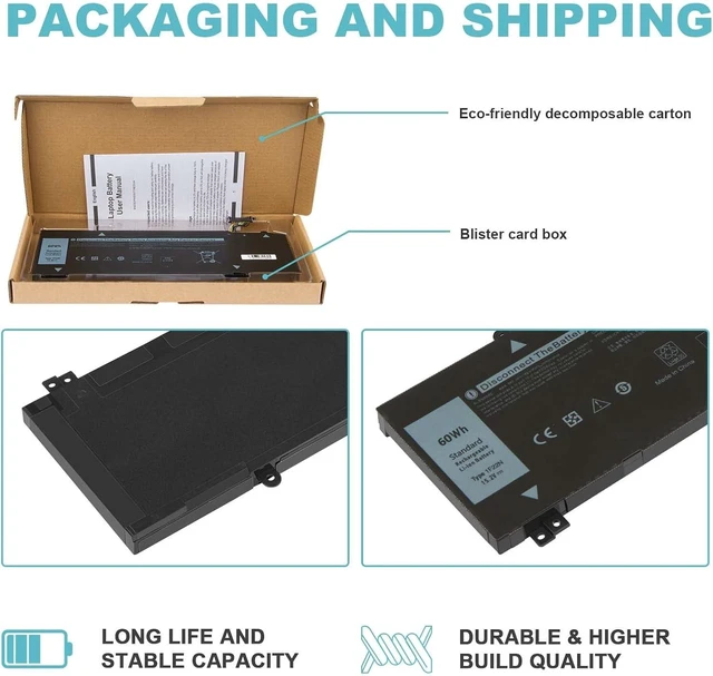 Alt view image 14 of 14 - 1F22N 0HYWXJ HYWXJ 0JJPFK JJPFK Laptop Battery Replacement for Dell Alienware M15 R1 P79F, Alienware M17 R1 P37E P79F001 P37E001 Dell G7 7590 G7 7790 G5 5590 5590-D2783W D2743B D2843W Series