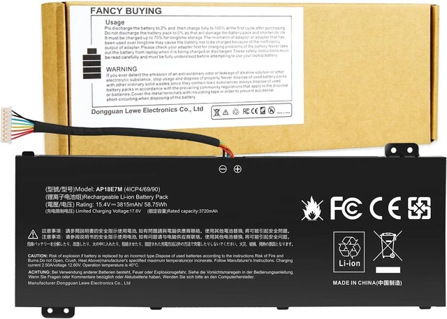 Alt view image 8 of 14 - AP18E7M Battery for Acer Nitro 5 AN515-44 AN515-54 AN517-51 Nitro 7 AN715-51, Aspire 7 A715-74G, Predator Helios 300 PH315-52 PH317-53, Triton 300 PT315-51, AP18E8M 4ICP4/69/90 4ICP4/70/88 KT00407009