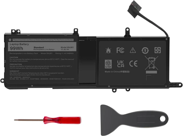 Alt view image 9 of 14 - 9NJM1 Laptop Battery for Dell Alienware 15 R3 R4 17 R4 R5 Series Dell P31E P69F Series ALW17C Series Notebook 0546FF 0HF250 44T2R HF250 MG2YH 0MG2YH, 11.4V 3-Cell 99Wh