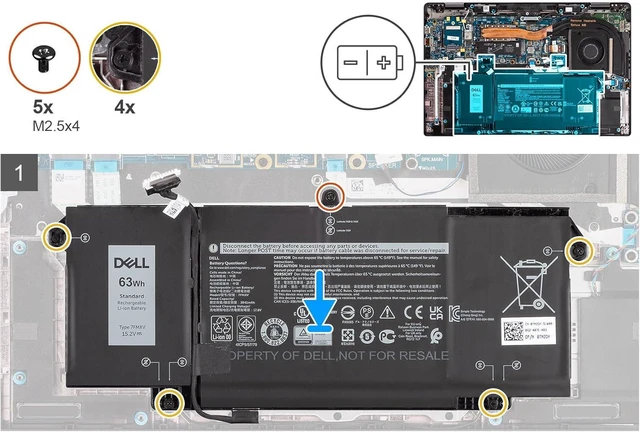 Alt view image 7 of 8 - 7FMXV 15.2V 63Wh 4-Cell Rechargeable Battery for DELL Latitude 5320 2-in-1, 7320 2-in-1,7420 2-in-1, 7520 Laptops P/N: P133G P134G P135G P136G P138G P139G P110F 0727CG 0TN2GY TN2GY 9JM71