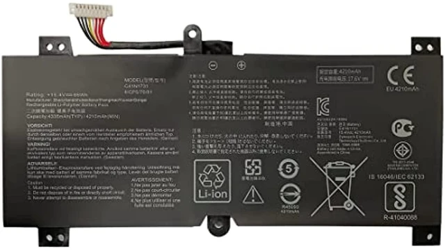 Alt view image 8 of 14 - C41n1731 15.4V 66Wh 4335Mah Laptop Battery Replacement For Asus Gl504 Gl504gm Gl504gs Rog Strix Gl504gw