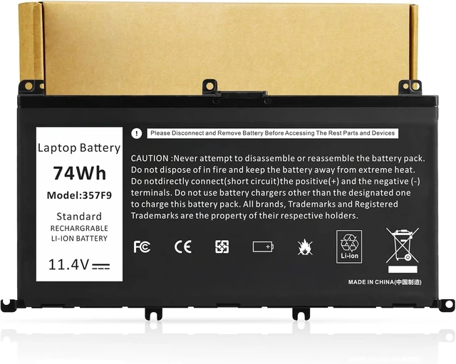 Alt view image 8 of 14 - Futurebatt 357F9 Laptop Battery Replacement for Dell Inspiron 15 7000 Gaming 15 7559 i7559 7557 i7557 5577 7567 5576 7566 INS15PD 71JF4 071JF4 P57F P65F P65F001 0357F9 0GFJ6 74WH