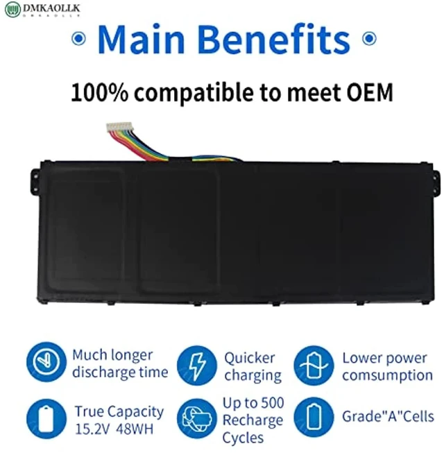 Alt view image 11 of 14 - Ac14b8k Battery For Acer Predator Helios 300 N17c1 Ph315-51 Ph315-52 G3-571 G3-572 N18q13 Nitro 5 An515 An515-53 An515-54 Aspire R5-471T R5-571T R5-571Tg Chromebook Cb5-571 Swift Sf314 4Icp5/57/80