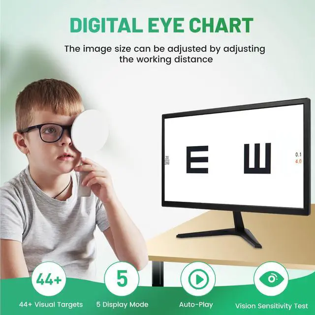 Alt view image 3 of 7 - AMUREKE Vision Meter Digital LCD Optical Vision Tester, 21.5 Inches, 44 Targets, 5 Display Modes, Remote Control Optometry Tester Projector with Remote Black