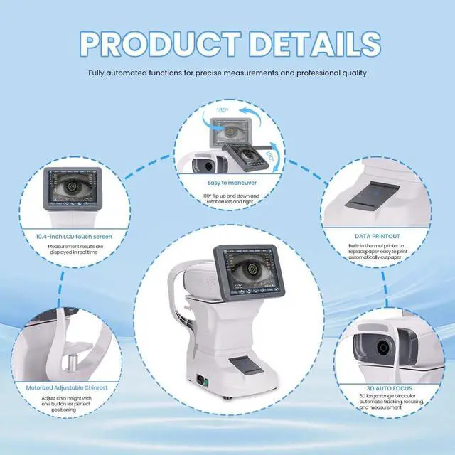 Alt view image 3 of 6 - AMUREKE Fully Automatic Refractometer Keratometer and Optometry Optical Equipment Refractor for Optometrist Clinics and Ophthalmologists (White)