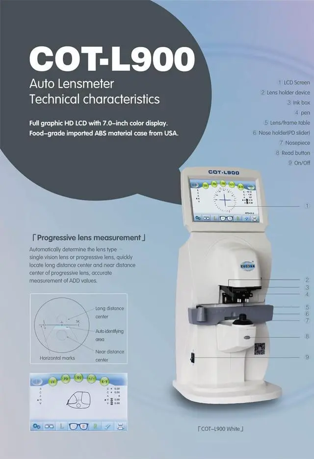 Alt view image 6 of 7 - AMUREKE Optical Equipments Digital Auto Lensometer Touch Screen Lensmeter COT 900 with Print