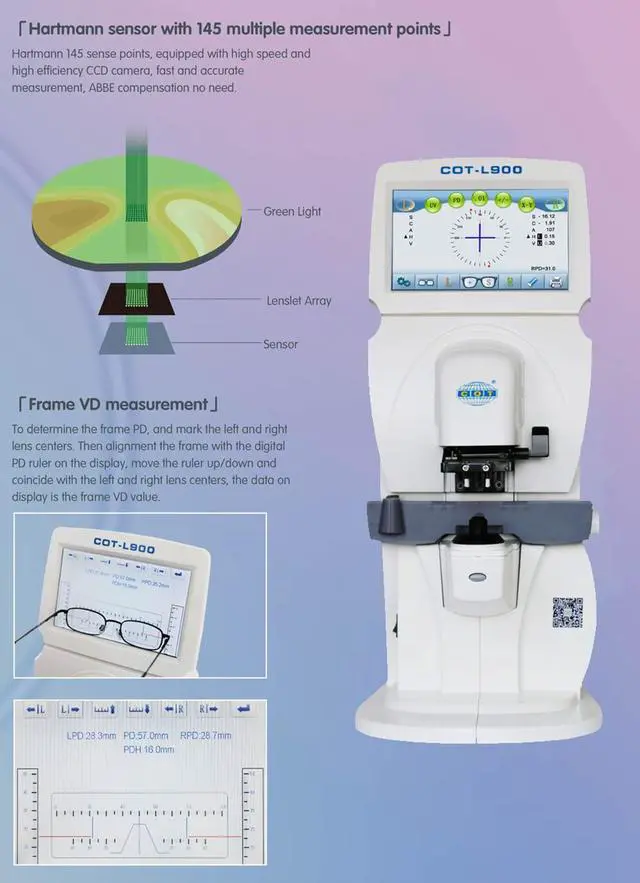 Alt view image 7 of 7 - AMUREKE Optical Equipments Digital Auto Lensometer Touch Screen Lensmeter COT 900 with Print