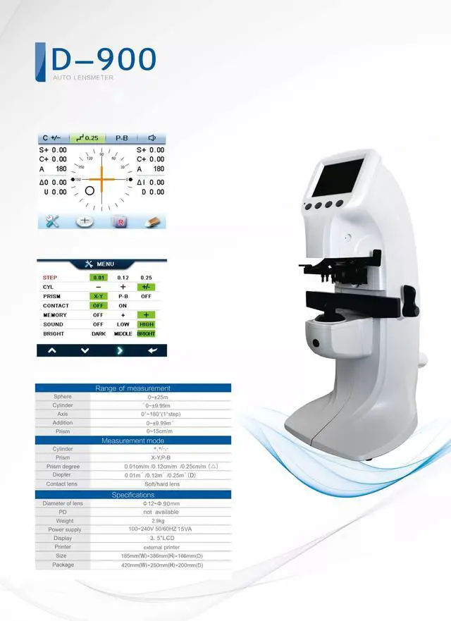 Alt view image 4 of 5 - AMUREKE Lensometer Focimeter 3.5" True Color Monitor Auto Lensmeter Optics Instruments Digital Lensometer Pd with Printing D900
