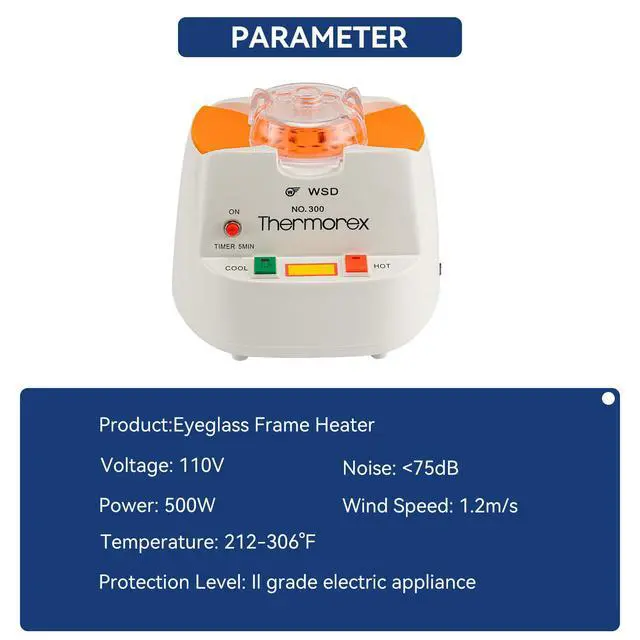 Alt view image 7 of 7 - AMUREKE Frame Warmer Eyeglass Frame Heater Optical Hot Air Frame Adjuster212-306 with Time Controller, for Non-Metal Spectacle Frames Appliance with CE 110V