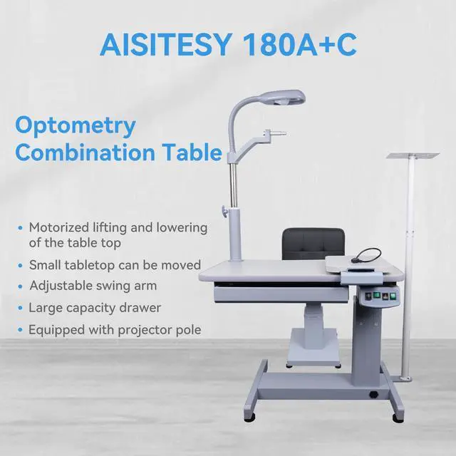 Alt view image 3 of 6 - AMUREKE Optometry Combination Table with Chair Refraction Chair and Table Unit Liftable Tables and Chairs LY-180A+C