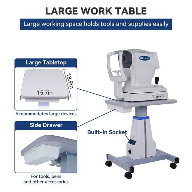 Alt view image 3 of 6 - AMUREKE Optometrist Motorized Table- Ophthalmic Electric Table Optical Eyeglass Instrument Table with Drawer Working Professional Medical Cart Dental Cart Size 15.7" Wide,22.8" Long