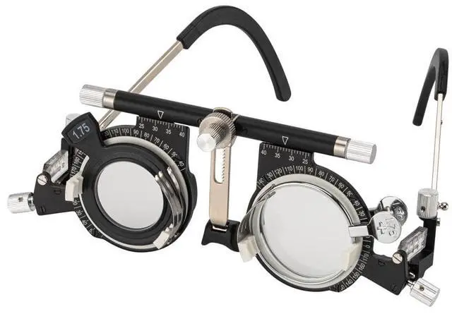 Main image of AMUREKE Adjustable Optical Optic Trial Lens Frame Eye Test Glasses Optometry Optician Easily Changeable Cylinder Axis Fully Adjustable Temple Length and Nose Rest (PD:50-80)
