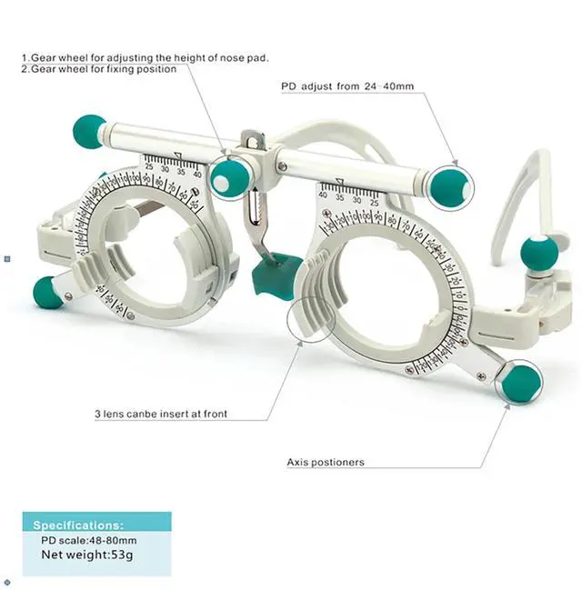 Alt view image 4 of 6 - AMUREKE Universal Optical Trial Frame,Adjustable Optical Trial Lens Frame PD 48-80Mm,Eye Test Glasses Optometry Lens Frame for Test Optician