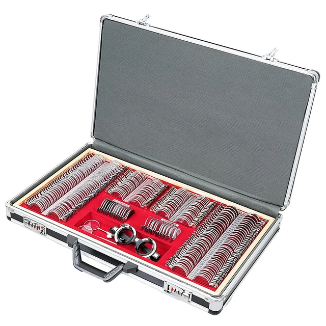 Alt view image 2 of 6 - AMUREKE Trial Lens Set Optical Trial Lenses 268 Piece Trial Lens Set Metal Edge Aluminum Case Adjustable Eye Test Trial Frame Grade A