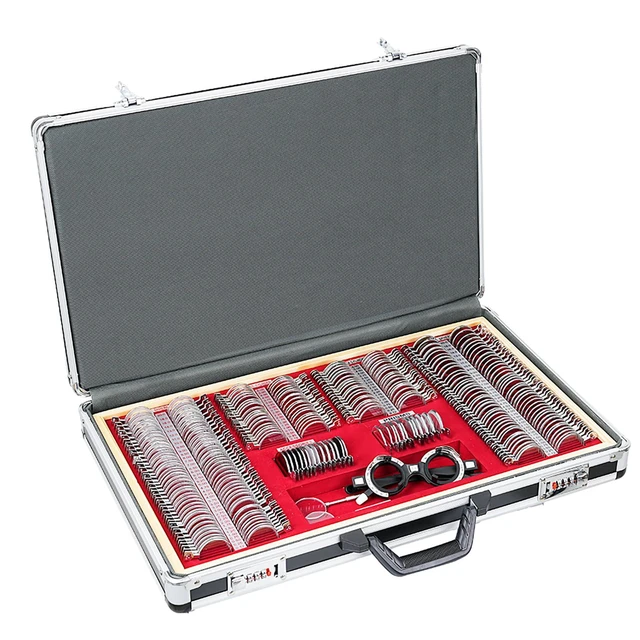 Alt view image 4 of 6 - AMUREKE Trial Lens Set Optical Trial Lenses 268 Piece Trial Lens Set Metal Edge Aluminum Case Adjustable Eye Test Trial Frame Grade A