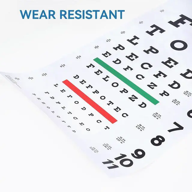 Alt view image 3 of 7 - AMUREKE Snellen Eye Chart with Fixing Sticker 11x22 in Eye Charts for Eye ExamsIdeal for Doctor's OfficeSchool, Home with Eye occluder and Pointer 4 Fixation Patches