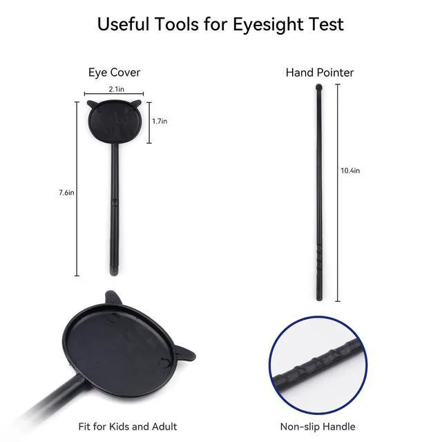 Alt view image 5 of 7 - AMUREKE Snellen Eye Chart with Fixing Sticker 11x22 in Eye Charts for Eye ExamsIdeal for Doctor's OfficeSchool, Home with Eye occluder and Pointer 4 Fixation Patches
