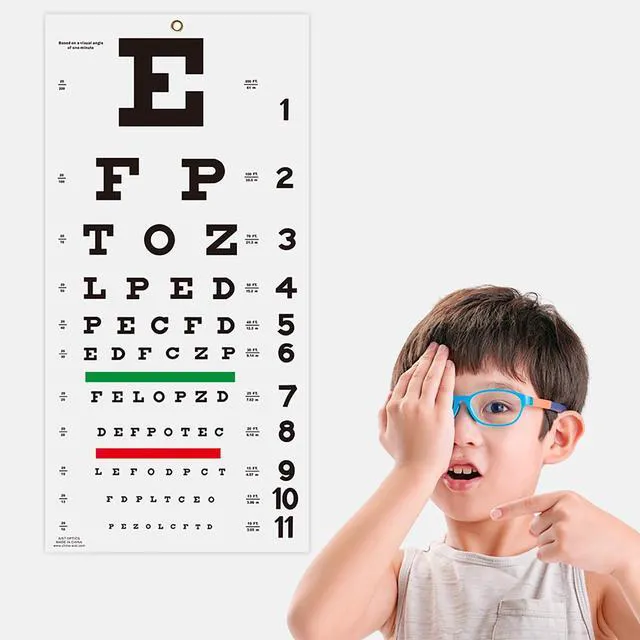 Alt view image 6 of 7 - AMUREKE Snellen Eye Chart with Fixing Sticker 11x22 in Eye Charts for Eye ExamsIdeal for Doctor's OfficeSchool, Home with Eye occluder and Pointer 4 Fixation Patches