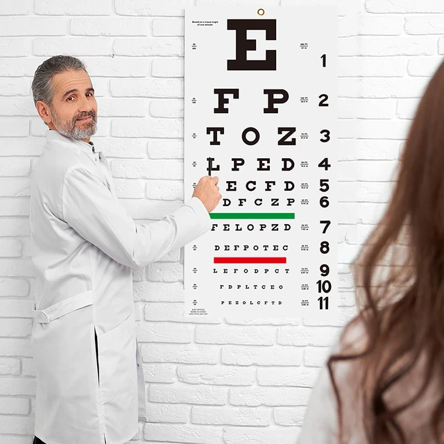 Alt view image 7 of 7 - AMUREKE Snellen Eye Chart with Fixing Sticker 11x22 in Eye Charts for Eye ExamsIdeal for Doctor's OfficeSchool, Home with Eye occluder and Pointer 4 Fixation Patches