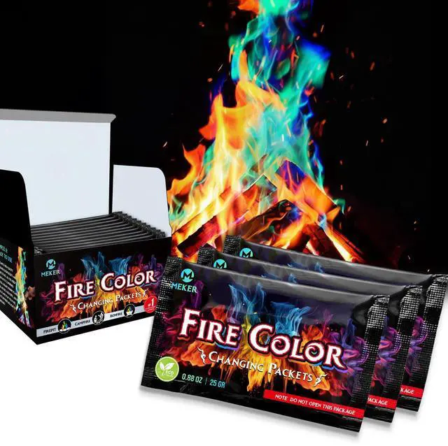 Main image of Fire Color Changing Packets - Fire Pit, Campfires, Outdoor Fireplaces, Bonfire - Magic Colorful Changing Fire - Perfect Fire Camping Accessories for Kids & Adults (12 Pack)