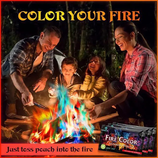 Alt view image 5 of 6 - Fire Color Changing Packets - Fire Pit, Campfires, Outdoor Fireplaces, Bonfire - Magic Colorful Changing Fire - Perfect Fire Camping Accessories for Kids & Adults (12 Pack)