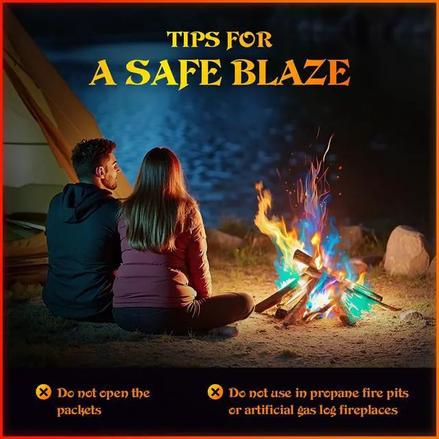 Alt view image 6 of 6 - Fire Color Changing Packets - Fire Pit, Campfires, Outdoor Fireplaces, Bonfire - Magic Colorful Changing Fire - Perfect Fire Camping Accessories for Kids & Adults (12 Pack)