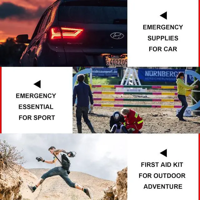 Alt view image 6 of 7 - First Aid Kit 300PCS Car Home Camping Essentials Red 1st Aid | School Supplies,Dorm Room Essentials,Survival Kit,Emergency Kit,Outdoor Adventure,Office Hiking Portable